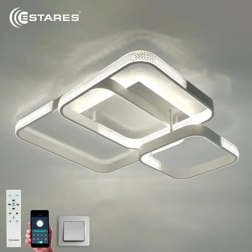 Управляемая светодиодная люстра MISTER 140W 4S-APP-720x660x160-WHITE/CLEAR-220-IP20