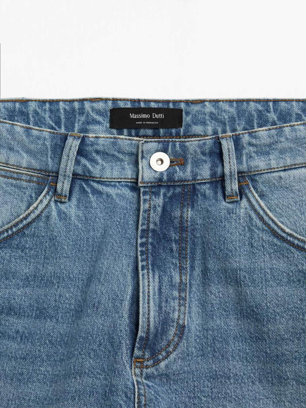 Massimo Dutti Зауженные джинсы из смесового хлопка со средней посадкой, индиго