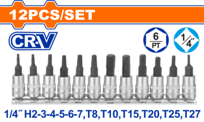 Набор торцевых головок 1/4" 12 шт (10/40) WADFOW WST2414