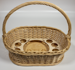 Пасхальная корзинка (глубокая) овальная с вкладышем для яиц и кулича, 36*25 см, высота 11 см, высота с ручкой 30 см