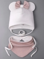 Шапка для девочек с ушками и снуд на осень