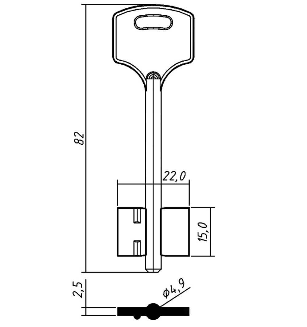 Заготовка сувальдного ключа 13949 ELB14D (желтый)