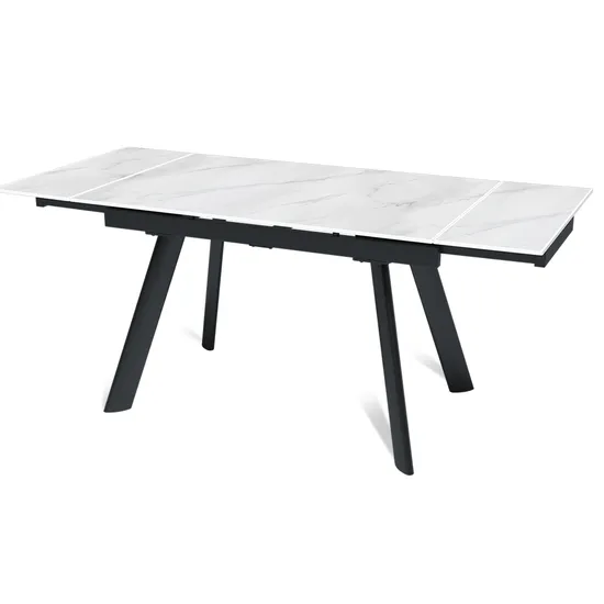 Стол "СТОУН" 120-180, керамика Snow Mountain Stone матовая , черный муар