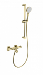 Смеситель для ванны с душевым гарнитуром и термостатом WONZON & WOGHAND, Брашированное золото (WW-C2002-A-BG)