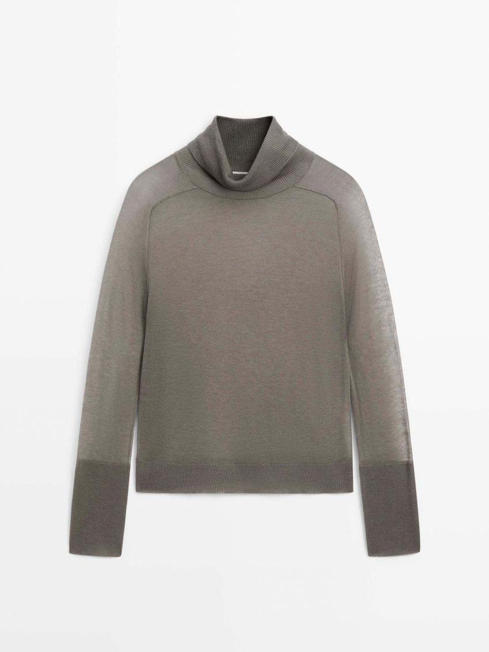 Massimo Dutti Свитер из тонкого трикотажа, коричевый