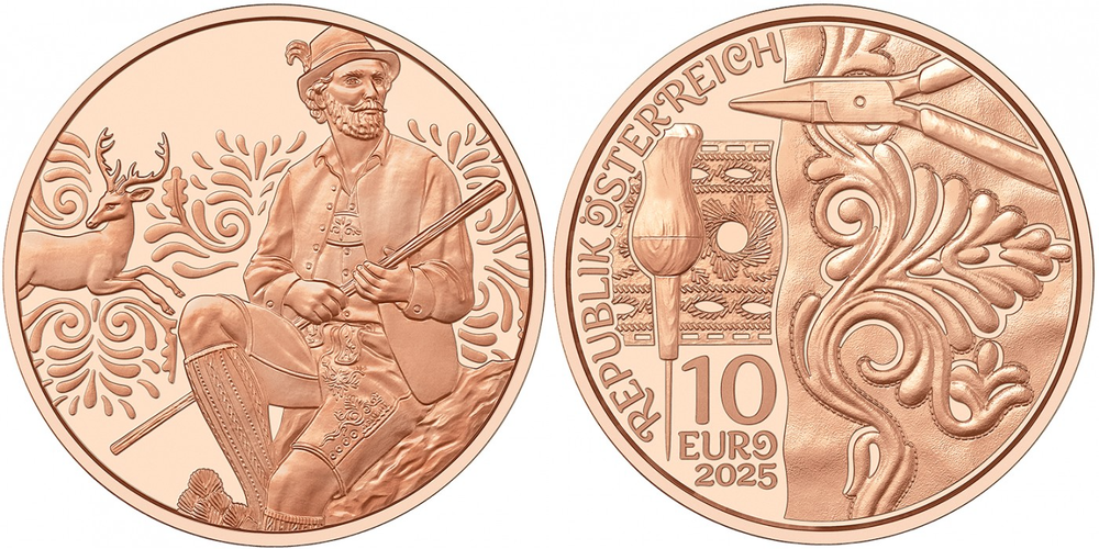 Австрия 10 евро, 2025 Традиции и мода - Кожа