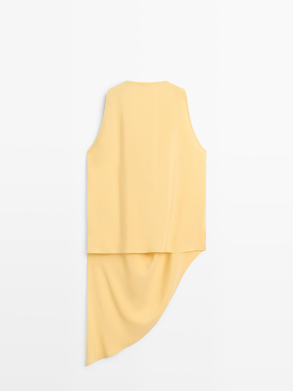 Massimo Dutti Удлиненный асимметричный топ свободного кроя, светло-желтый
