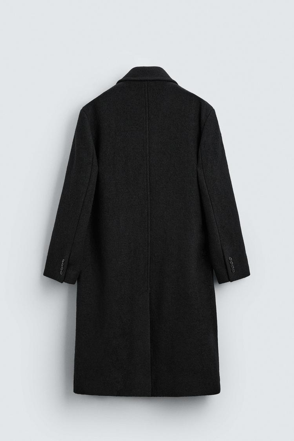 ZARA ШЕРСТЯНОЕ ПАЛЬТО ИЗ РЕЛЬЕФНОЙ ТКАНИ БУКЛЕ, ЧЕРНЫЙ