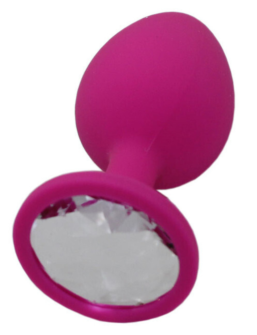 Средняя анальная пробка малиновая с прозрачным кристаллом (Цвет: малиновый с прозрачным)