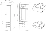 Шкаф распашной 180 с 3 ящиками ПИКСИ, 60х57х182, робкий подснежник