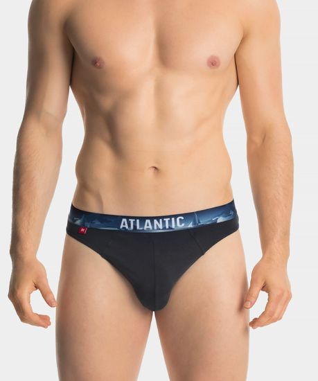 Мужские трусы (3шт) слипы спорт Atlantic 3MP-139, черные + графит + темно-фиолетовые