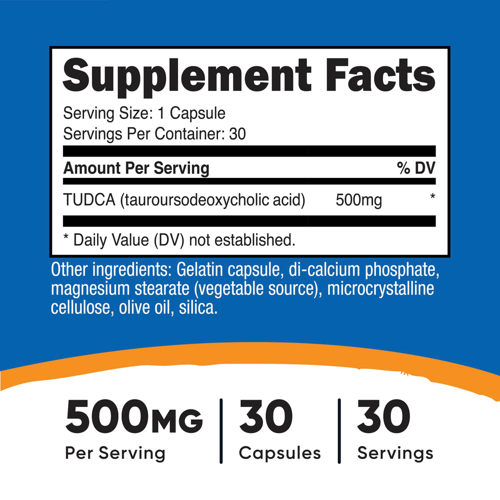 Nutricost, TUDCA, 500 мг, 30 капсул