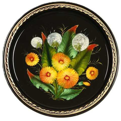 Жостовский поднос декоративный, размер 22 см (A5), металлический