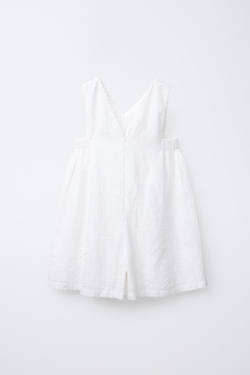 ZARA КОМБИНЕЗОН С АЖУРНОЙ ВЫШИВКОЙ, ЖЕЛТОВАТО-БЕЛЫЙ