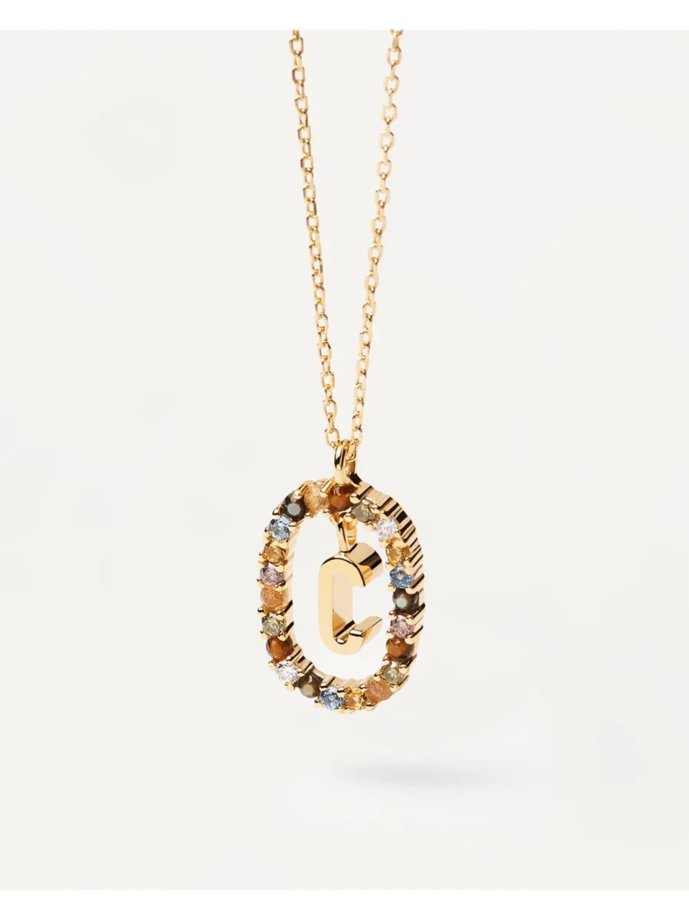 Колье Буква C серебро 925 пробы покрытое золотом