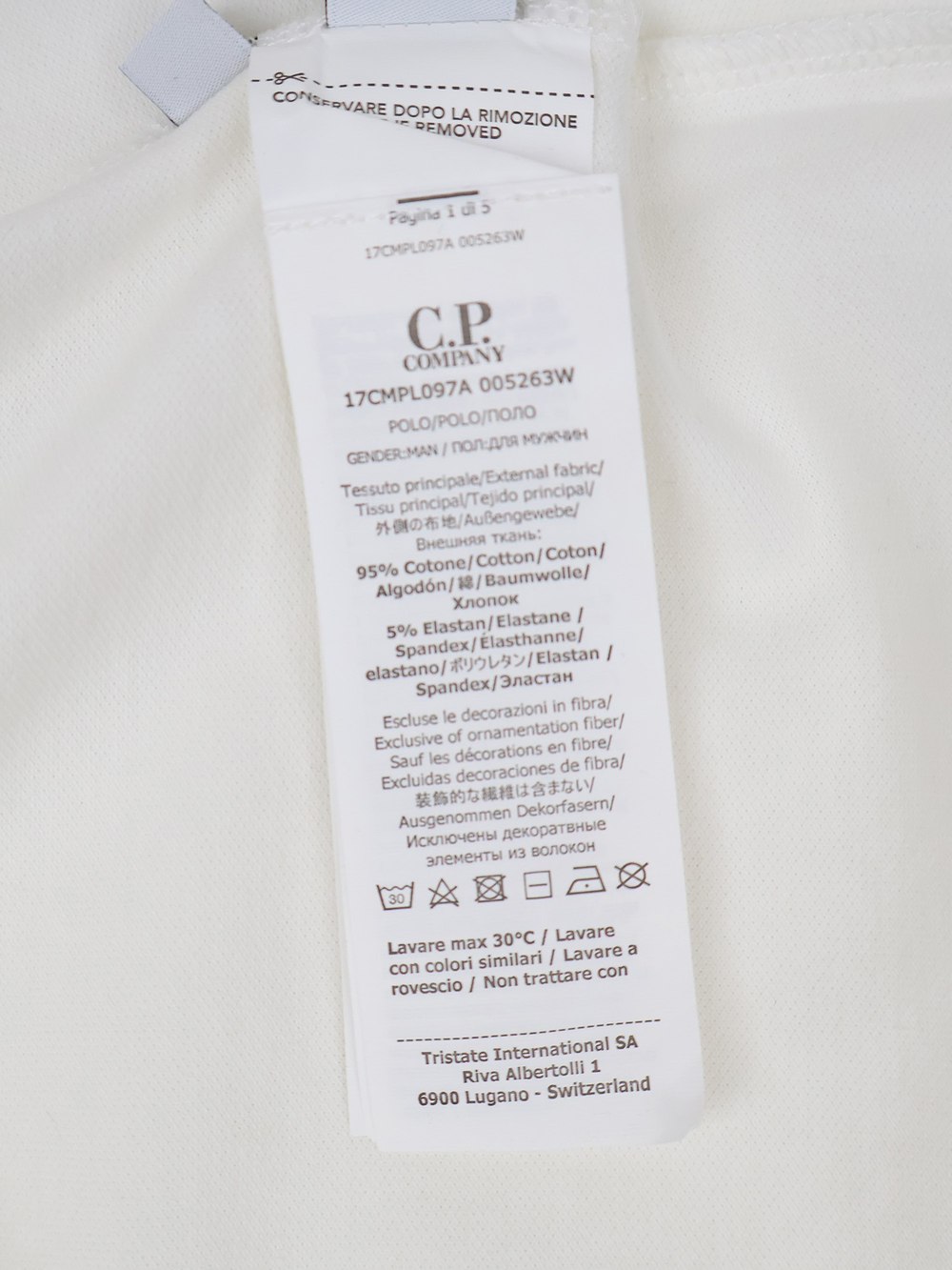 Поло C.Р. Company Stretch Piquet Line Gauze White