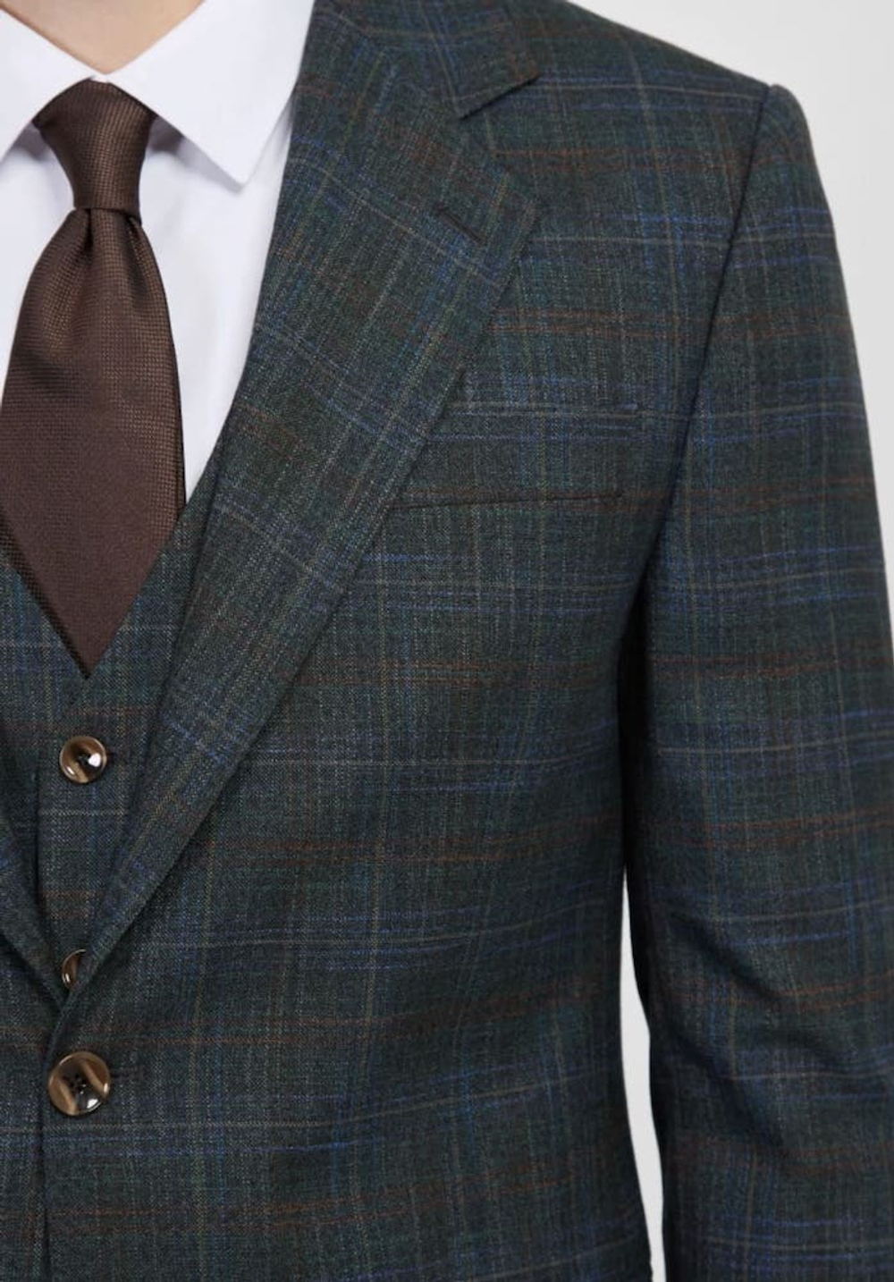 Мужской костюм тройка (серо-синий) В97