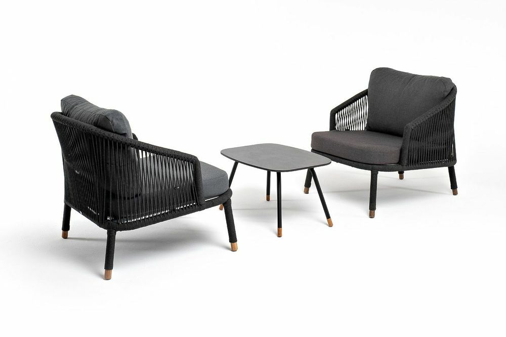 "Верона" лаунж-зона 5-местная плетеная из роупа (веревки), каркас алюминиевый темно-серый, роуп темно-серый