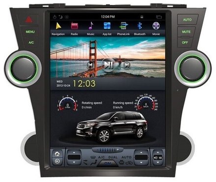 Магнитола для Toyota Highlander 2 2007-2013 XU40 - Carmedia ZF-1225-Q6 вертикальный экран в стиле "Тесла" на Android 11, 8Гб+128Гб, CarPlay, 4G SIM-слот
