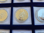 Europe. Exquisite Collection of 12 Euro-Themed Medals — A Numismatic Treasure in a Luxurious Display Case