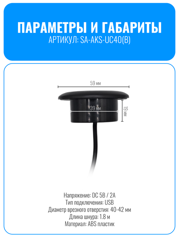 Розетка врезная USB+Type-C Smart Aura