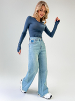 Джинсы LOLOBLUES 1865 широкие рваные внизу