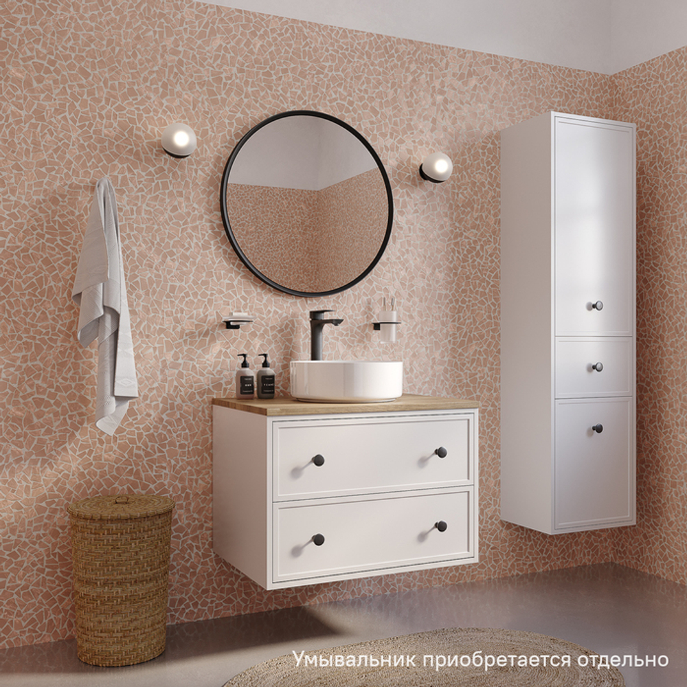 Тумба подвесная IDDIS Torr, со столешницей МДФ, дуб верона, 70 см, белый матовый, TOR70WVi95K