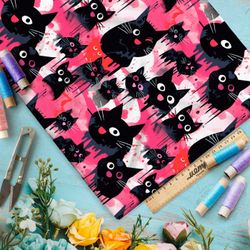 Ткань премиум бифлекс забавные кошачьи мордочки