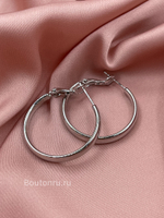 Серьги кольца серебристые