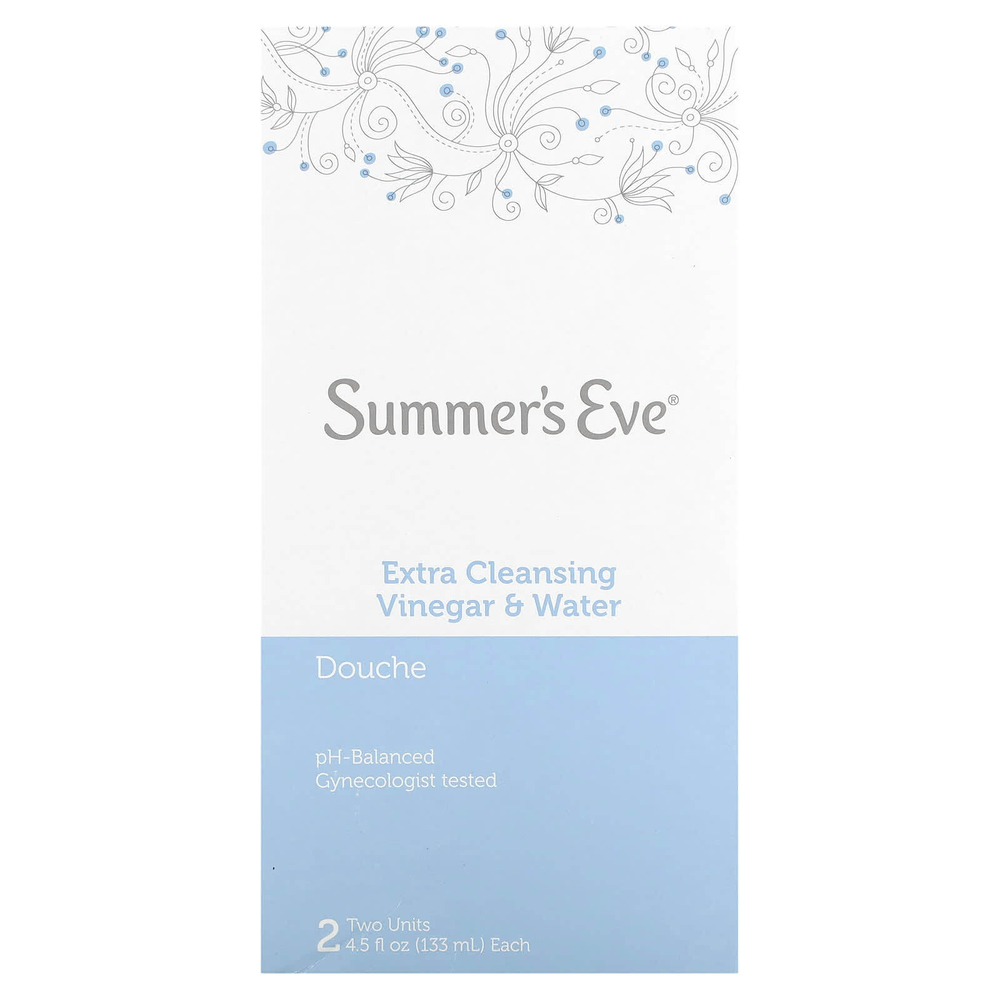 Summer's Eve, Douche, дополнительное очищение, уксус и вода, 2 шт., По 133 мл (4,5 жидк. унц.)