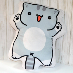 Подушка "Кот" оранжевый-серый 47 см