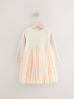 Платье и бомбер в комплекте для девочки Next E54-791, Молочный, Розовый