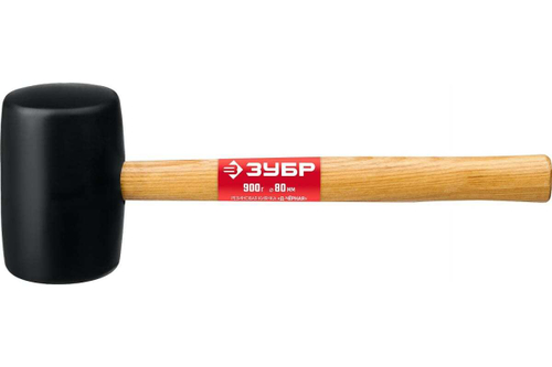 Чёрная резиновая киянка с деревянной рукояткой ЗУБР 900г 2050-90_z02