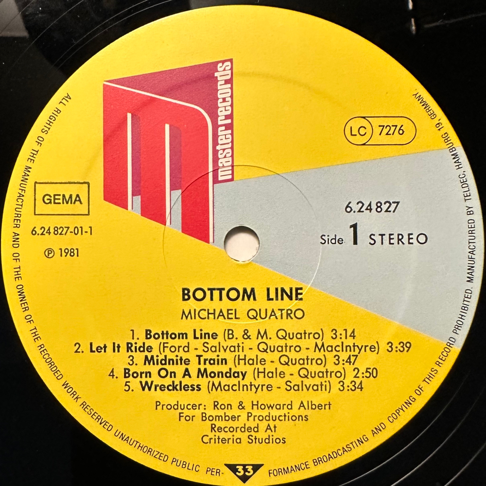 Michael Quatro - Bottom Line (Германия 1981г.)