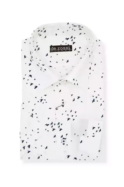 Рубашка белая с коротким рукавом «Птицы»