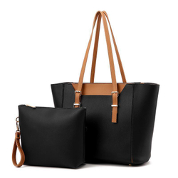 Комплект женская большая сумка 45х27х13 см с клатчем светло-коричневые 0578-4
