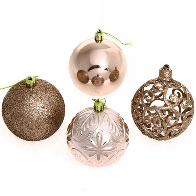 Новогодние шары 8 см (набор 24 шт) «Фактурный микс», шампань