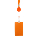 Бейдж на шнурке с рулеткой (ретрактором) Basir вертикальный, кожзам, 105*65 мм, оранжевый