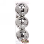 Новогодние шары 6 см (набор 3 шт) «Ажур», серебро