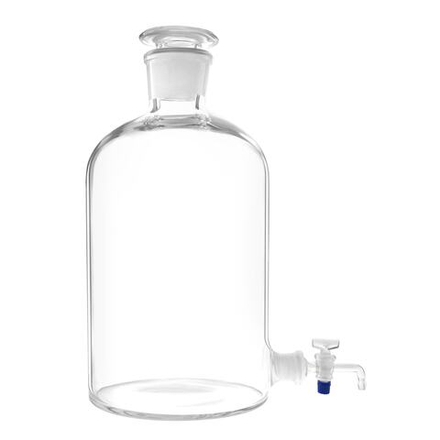 Бутыль Вульфа (склянка-аспиратор с тубусом), 10000 мл, с пришлифованной пробкой и краном