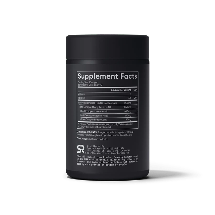 Рыбий жир с Омега-3 1250 мг, Omega-3 Fish Oil AlaskOmega 1250 mg, Sports Research, 180 капсул 2