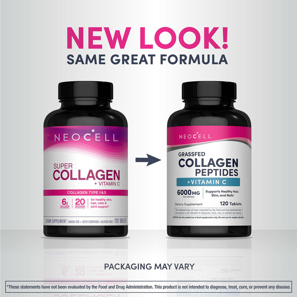 NeoCell, Коллагеновые пептиды с витамином C, 120 таблеток