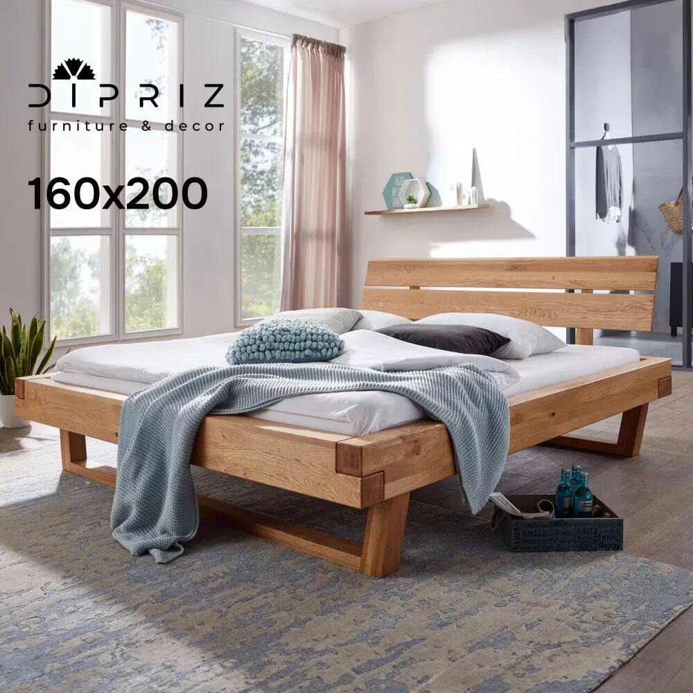 Кровать 160х200 двуспальная BE из дерева, парящая из дуба