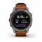 Умные часы Garmin Fenix 7 Pro Sapphire Solar титановый серый с коричневым кожаным ремешком
