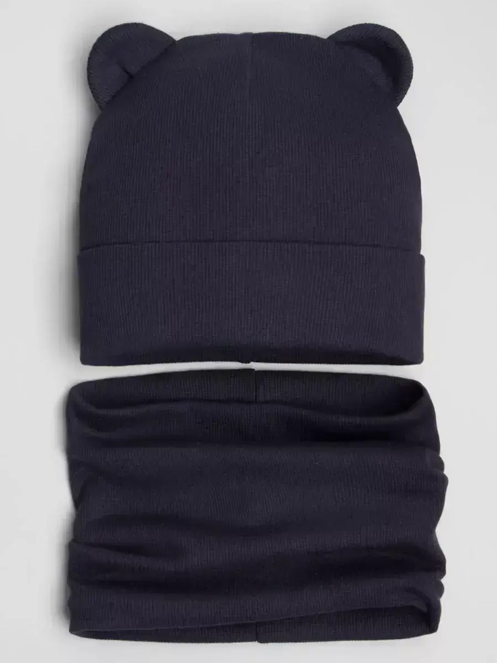 Шапка детская осенняя с ушками и снуд