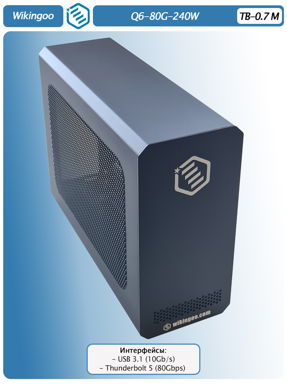 Внешний корпус для видеокарты Wikingoo WKG-Q6-240W EGPU. Thunderbolt 5.