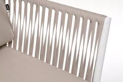 "Касабланка" диван 2-местный плетеный из роупа, каркас алюминий белый муар, роуп бежевый 20мм, ткань бежевая 15052