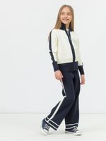 Кардиган на молнии для девочки в школу AT1069 молочный