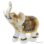 Статуэтка Слон взгляд влево с зеркалами узор коричнево-золотистый цвет бежевый 14x6.5x17 см денежный