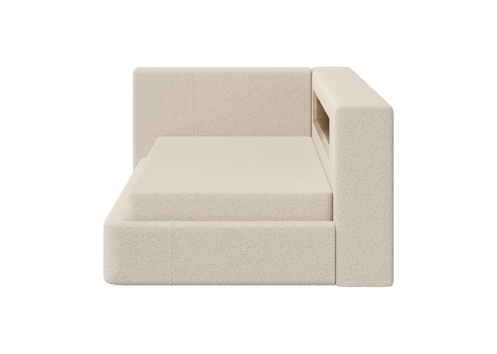 Диван-кровать Cube c нишей L (молочный, букле)